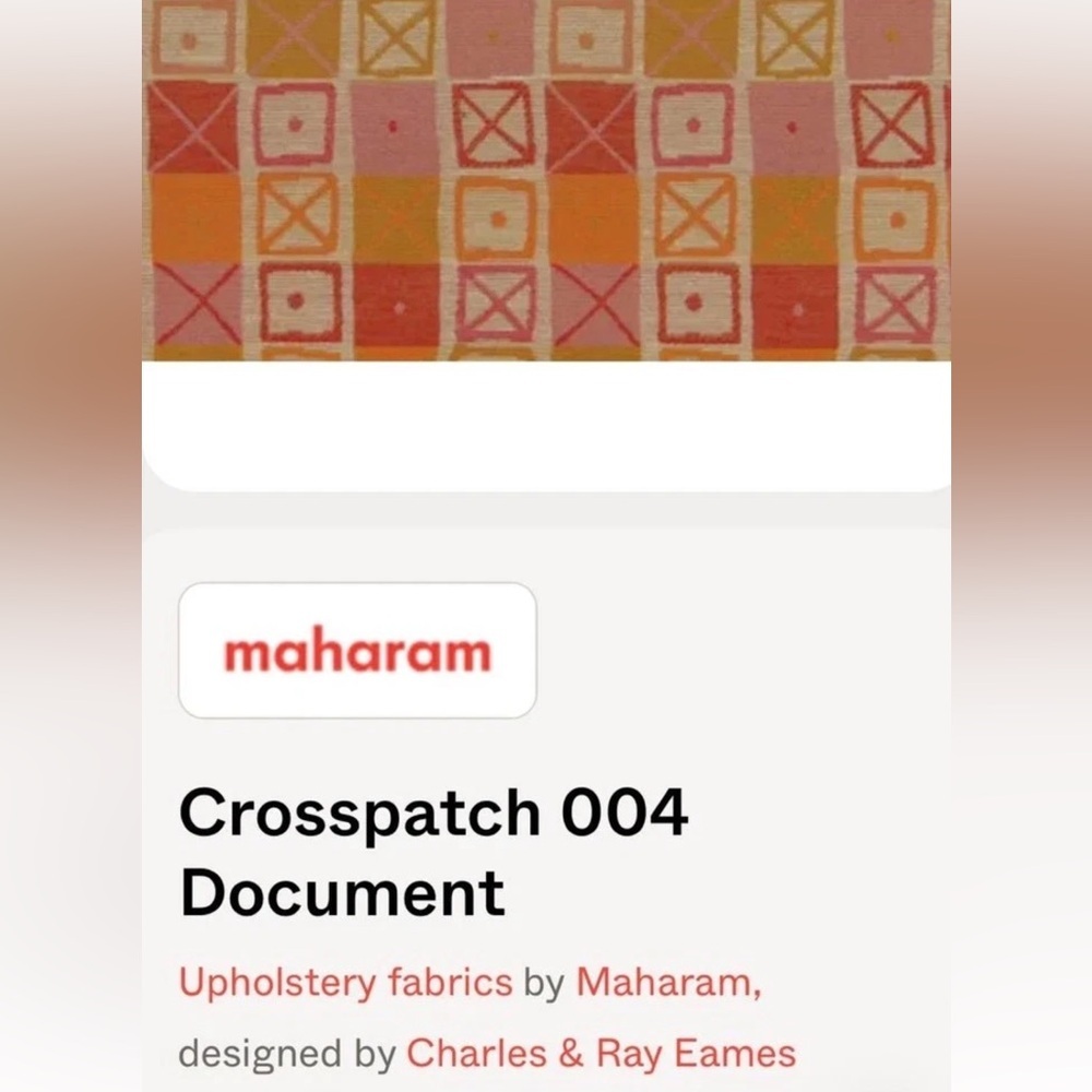 Maharam "Crosspatch" Fabric by Charles & Ray Eames. 10 continuous yards!